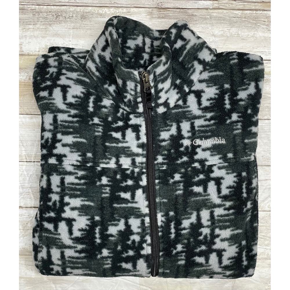 Columbia Kids Fleece Jacket hash Print Full Zip Boys Girls youth size large